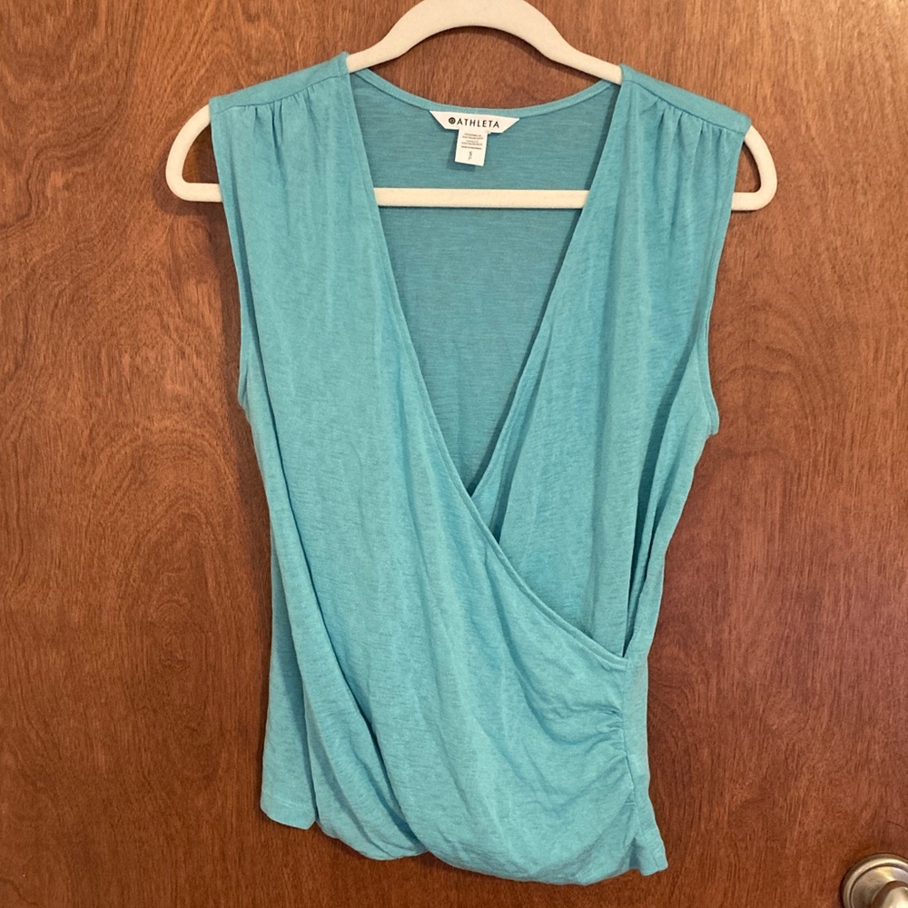 Athleta Turquoise Faux-Wrap Sleeveless Camisole